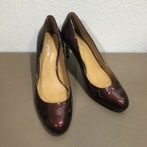 COACH Rosie Patent Leather Pump Heels Burgundy Women's 6.5
